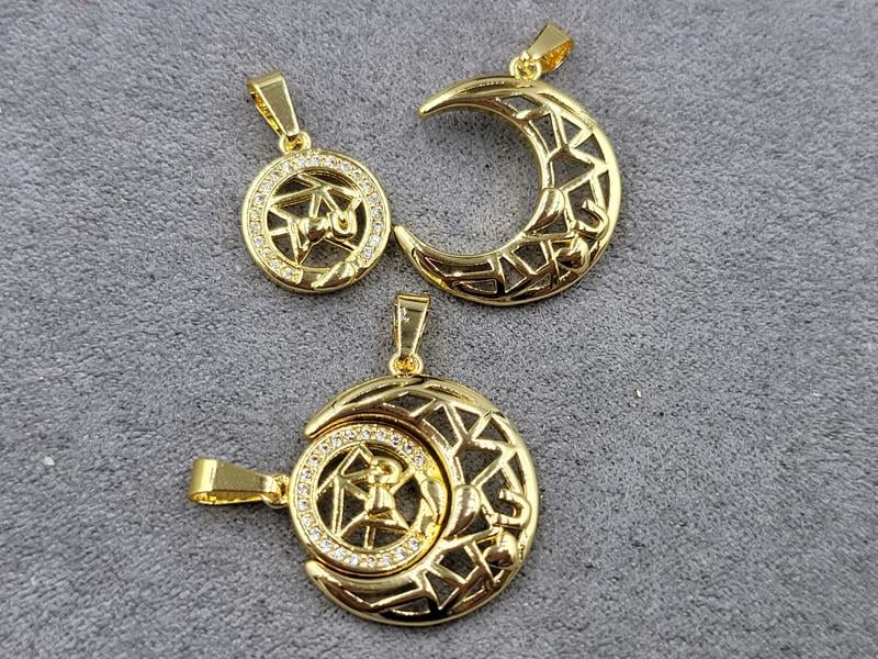 Підвіска пара 18*22 мм+ 12 мм колір лимонне золото (гіпоалергений сплав)