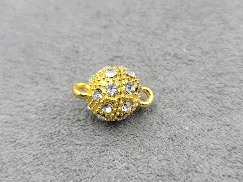 Замок магнітний зі стразами 8 мм колір лимонне золото