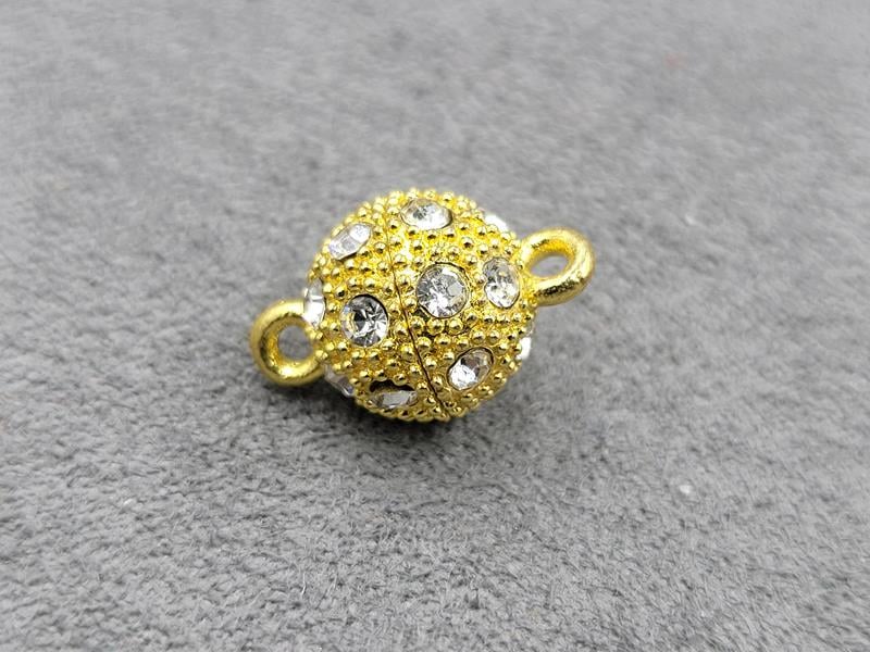 Замок магнітний зі стразами 10 мм колір лимонне золото