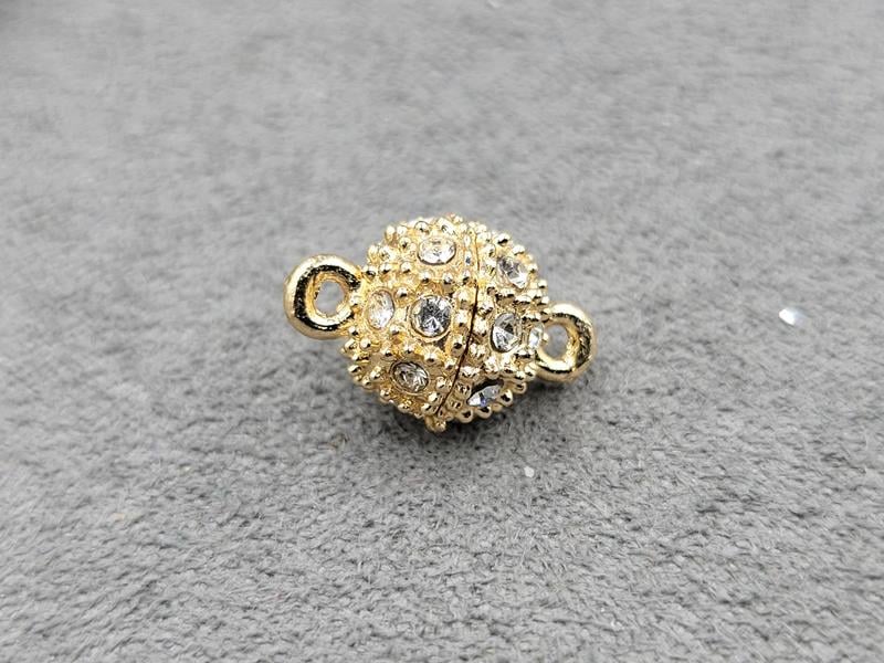 Замок магнітний зі стразами 8 мм колір золото