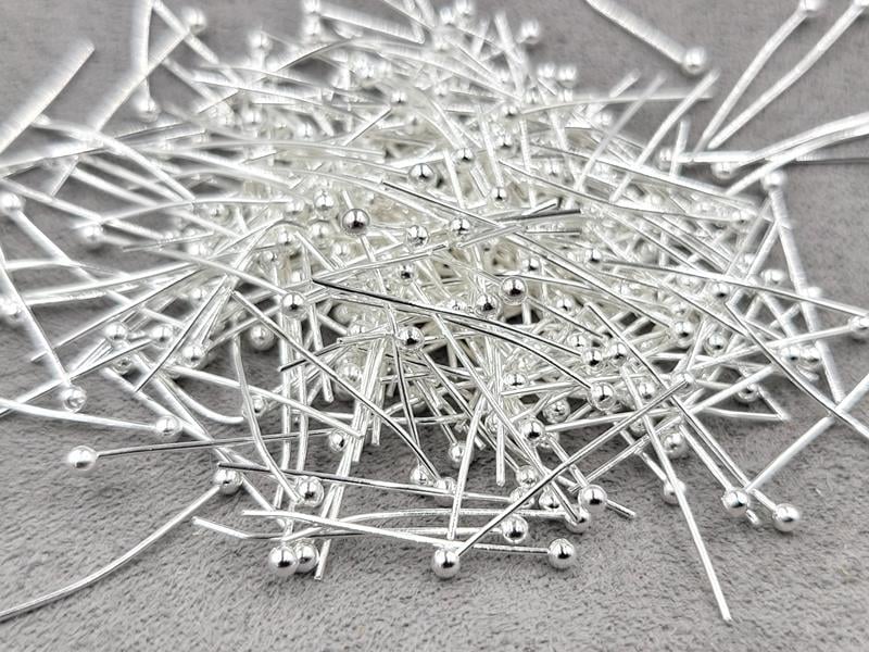 Піни 2 см біля 500 шт колір срібло