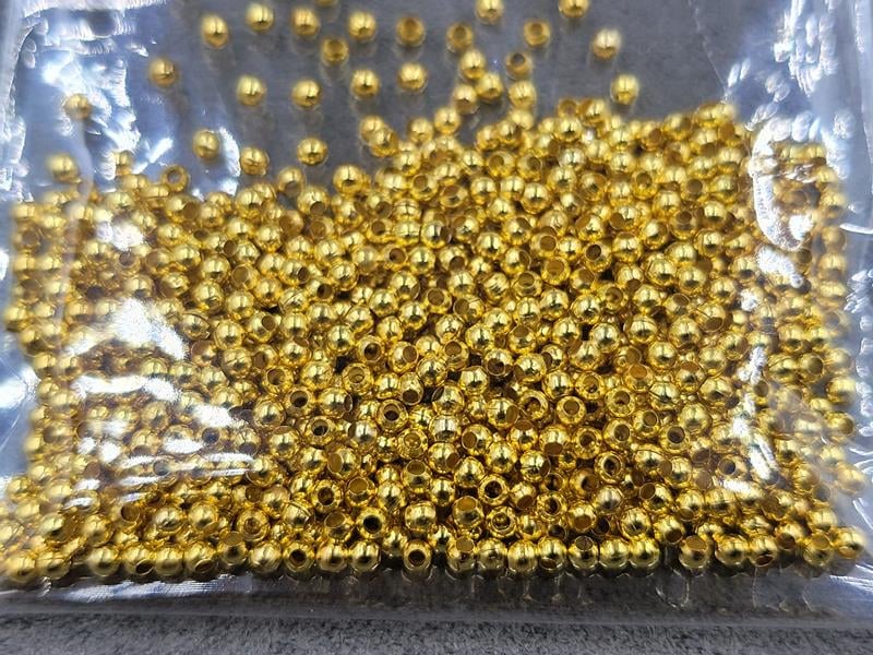Бусина куля 2 мм 13 грамм колір лимонне золото металічна