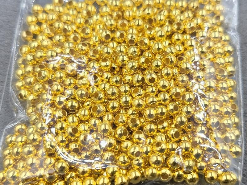 Бусини куля 3 мм 30 грам колір лимонне золото металічні