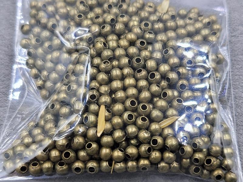 Бусини куля 3 мм (30 грам) колір бронза металічні