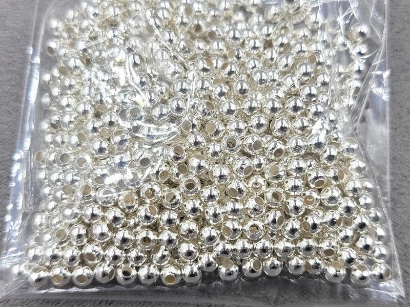 Бусини куля 3 мм (30 грам) колір срібло металічні