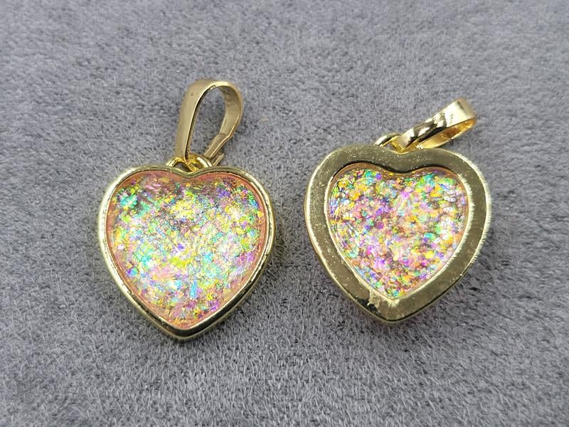 Підвіска серце рожеве 15*16 мм колір лимонне золото (гіпоалергений сплав)