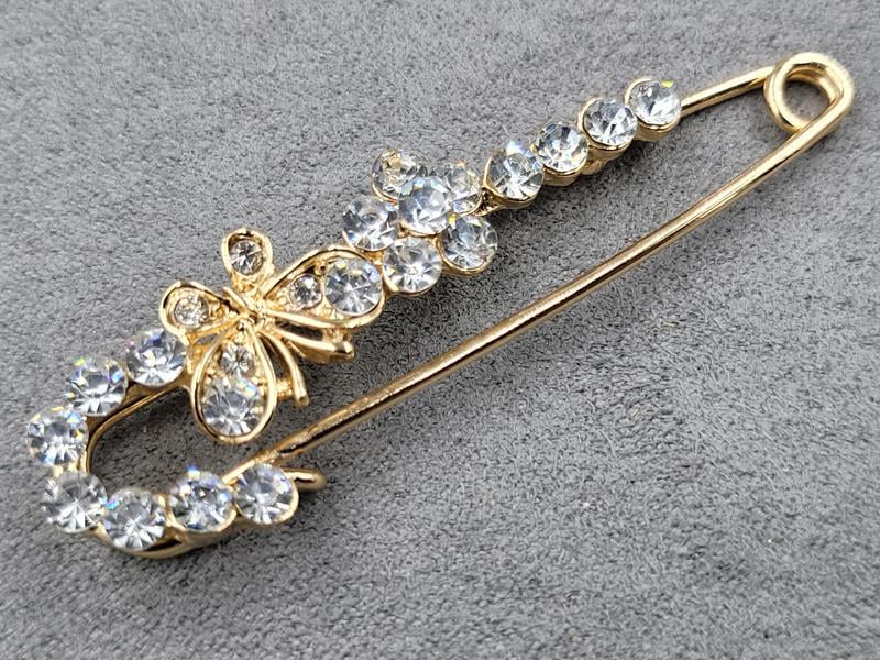 Брошка булавка 6 см колір золото