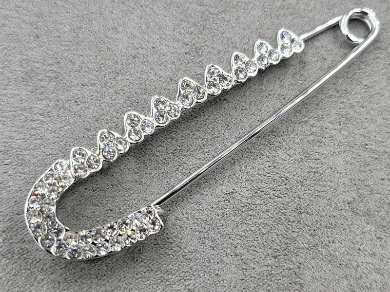 Брошка булавка 7,5 см колір срібло