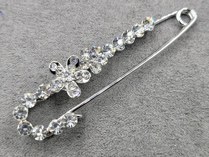 Брошка булавка 6 см колір срібло