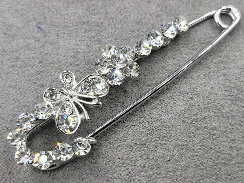 Брошка булавка 6 см колір срібло