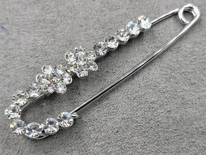 Брошка булавка 6 см колір срібло