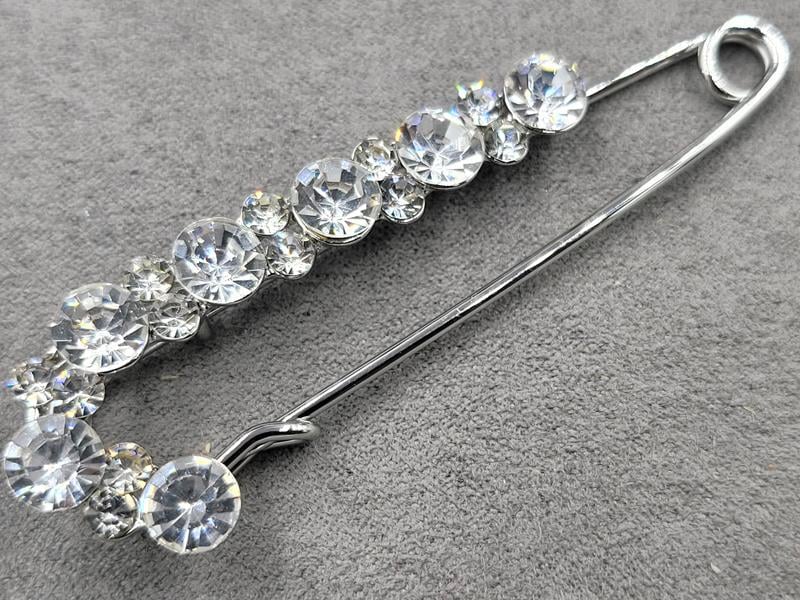 Брошка булавка 7,5 см колір срібло