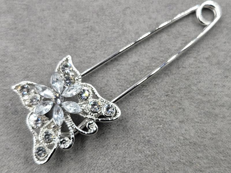 Брошка булавка 7 см колір срібло