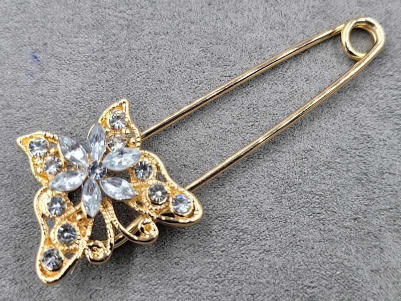 Брошка булавка 7 см колір золото