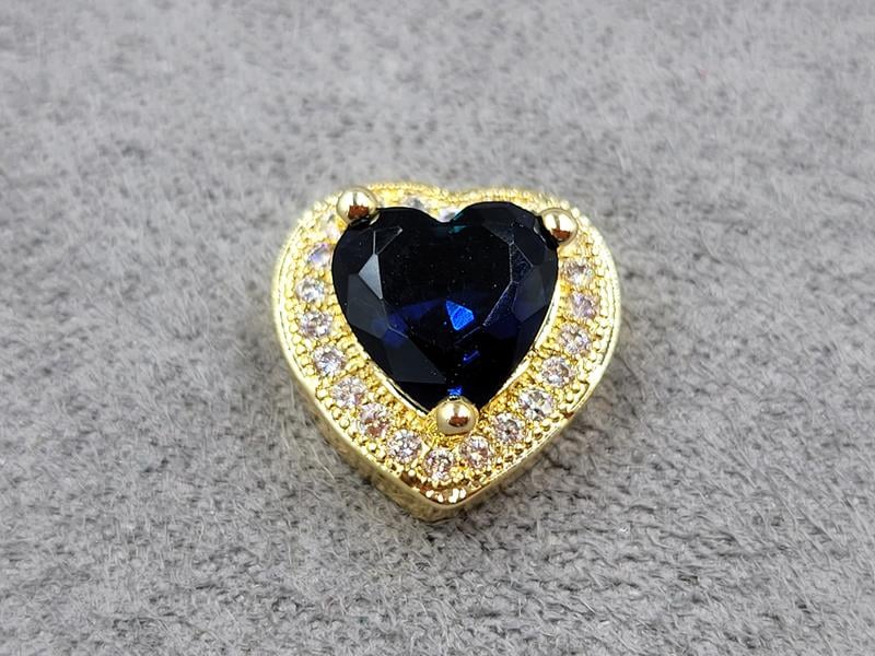 Бусина 12 мм з синім стразом колір лимоне золото (гіпоалергений сплав)