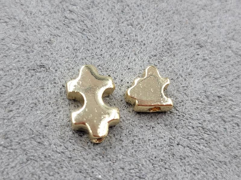 Бусина пазл (2 шт) 10*6 мм + 6*6 мм колір золото (гіпоалергений сплав)