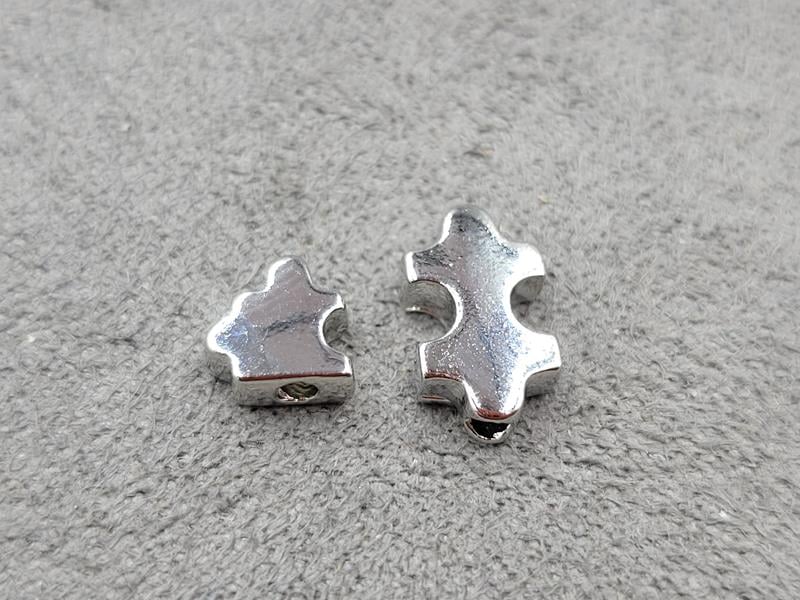 Бусина пазл (2 шт) 10*6 мм + 6*6 мм колір сталь (гіпоалергений сплав)