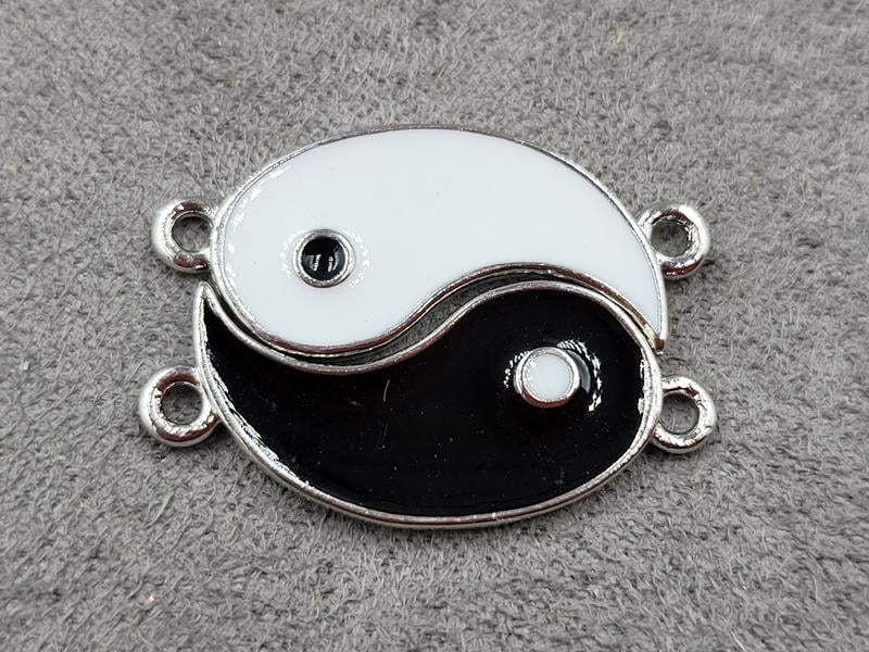 Конектор* Инь Янь* 11*25 мм (пара 22*25 мм) колір сталь (гіпоалергений сплав)