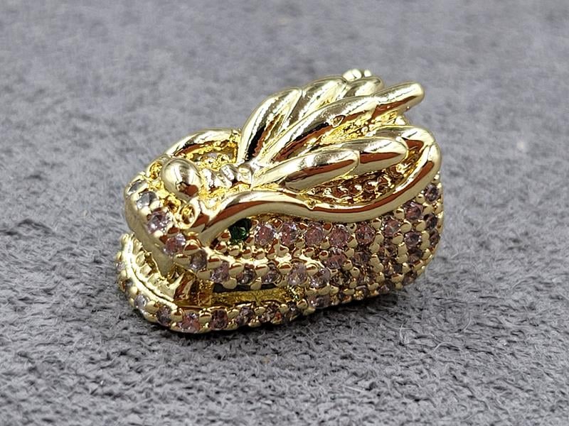 Бусина дракон 9*14 мм колір лимонне золото (гіпоалергений сплав)