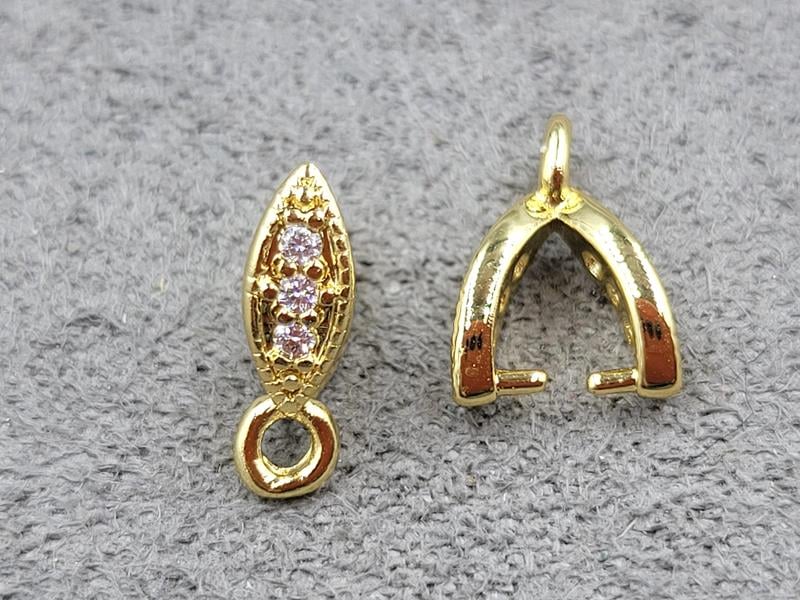 Тримач для бусини 3*9 мм колір лимонне золото (гіпоалергений сплав)