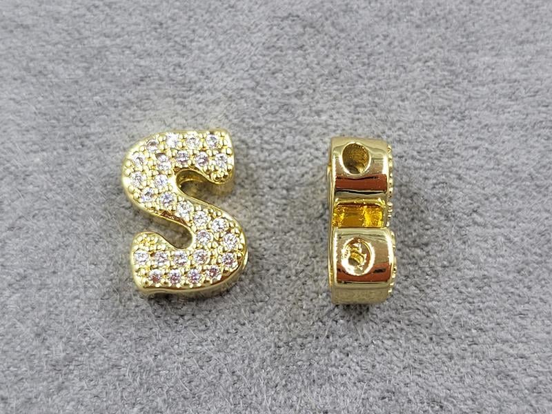 Бусина *S* 8*12 мм колір лимонне золото (гіпоалергений сплав)