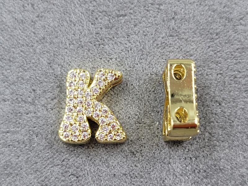 Бусина *К* 11*12 мм колір лимонне золото (гіпоалергений сплав)