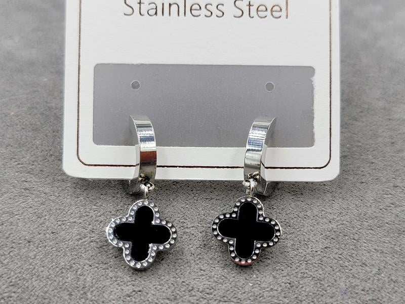 Сережки Stainless Steel 11 мм висота 24 мм круглий замок нержавіюча сталь