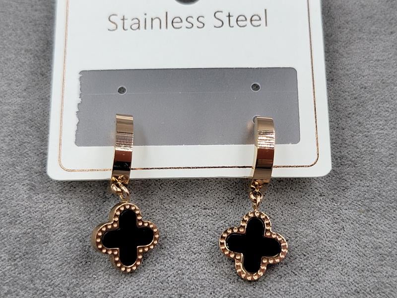 Сережки Stainless Steel 11 мм висота 24 мм круглий замок нержавіюча сталь колір рожеве золото