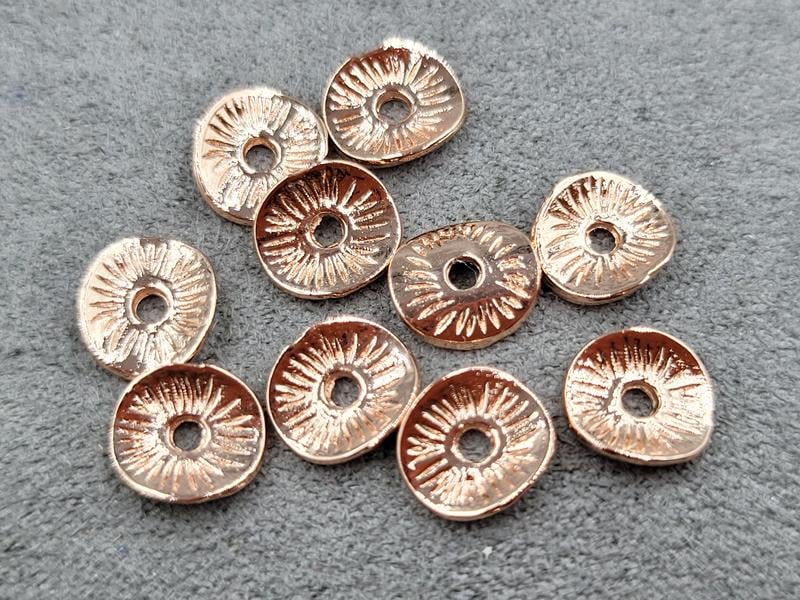 Бусини 7,7*8,5 мм 10 штук колір рожеве золото (гіпоалергений сплав)