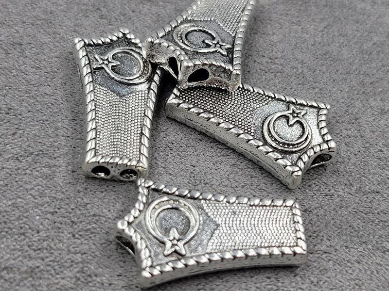 Бусина на 2 лінії 14*23 мм 7 шт металічна