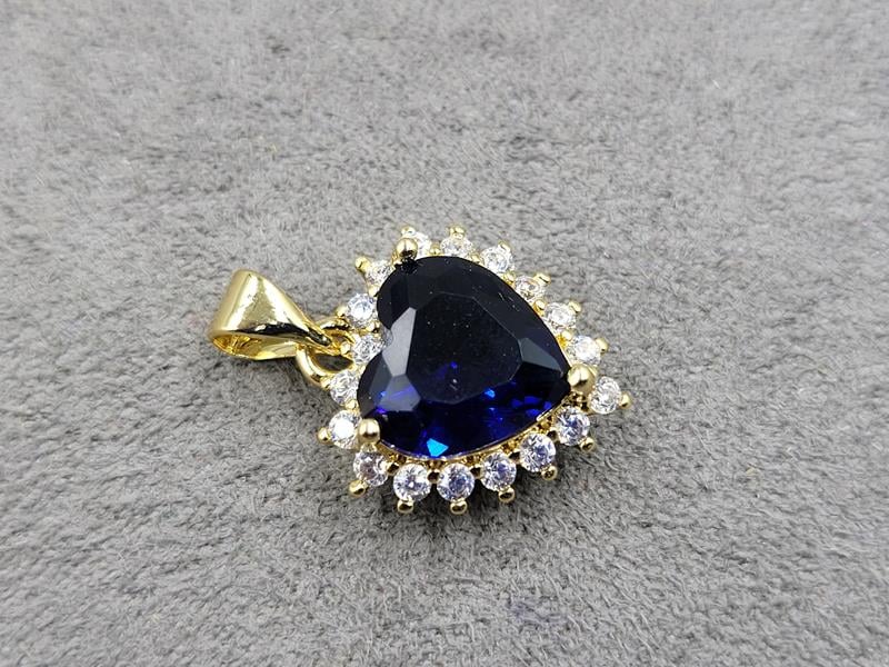 Підвіска 15 мм з синім стразом колір лимонне золото (гіпоалергений сплав)