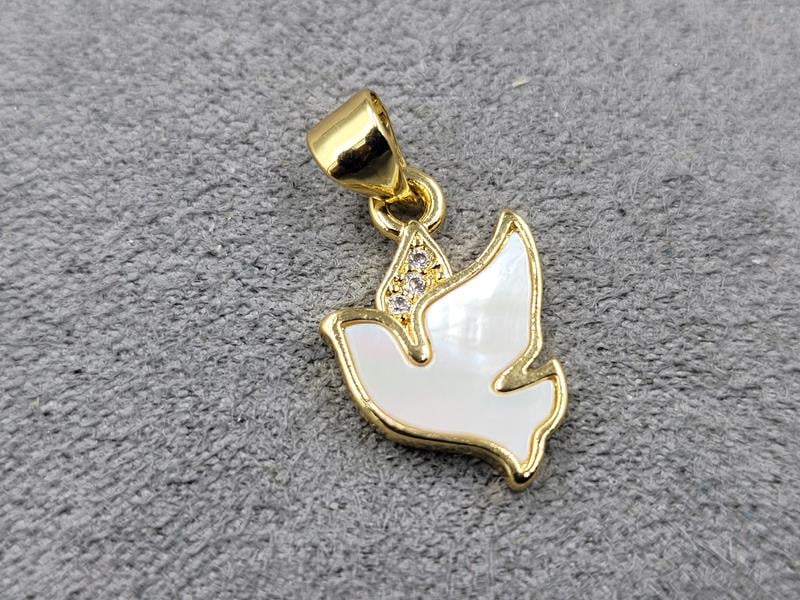 Підвіска птах 12*14 мм колір лимонне золото (гіпоалергений сплав)