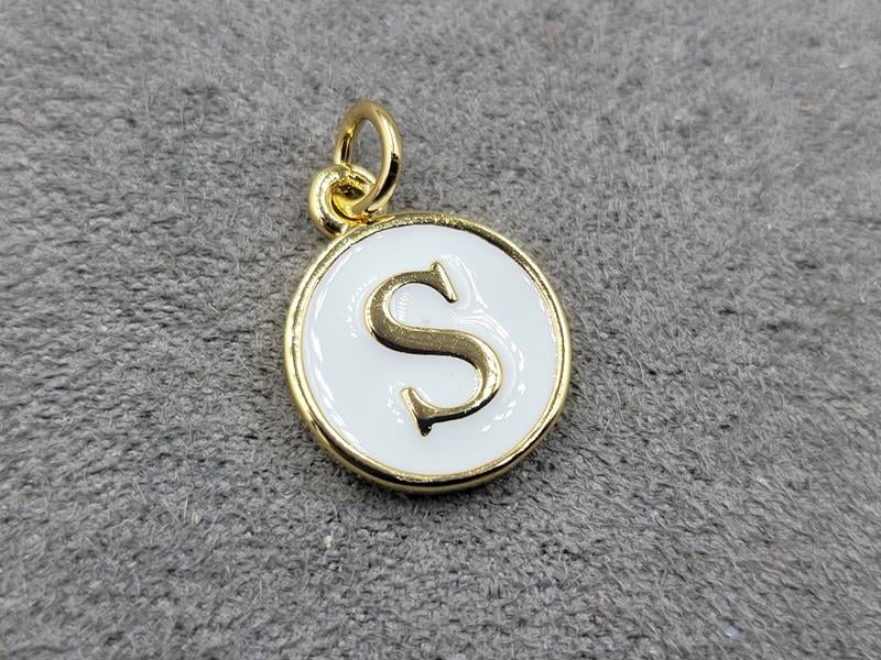 Підвіска *S* 12 мм колір лимонне золото (гіпоалергений сплав)