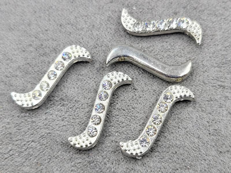 Бусина 3*19 мм на 2 лінії 20 шт колір срібло