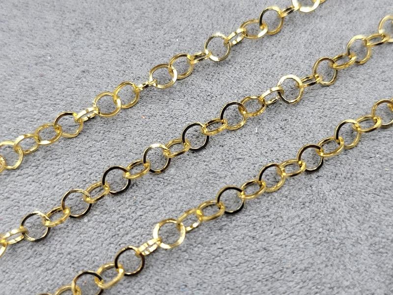 Ланцюг 3,5 мм 1 метр з нержавіючої сталі колір лимонне золото