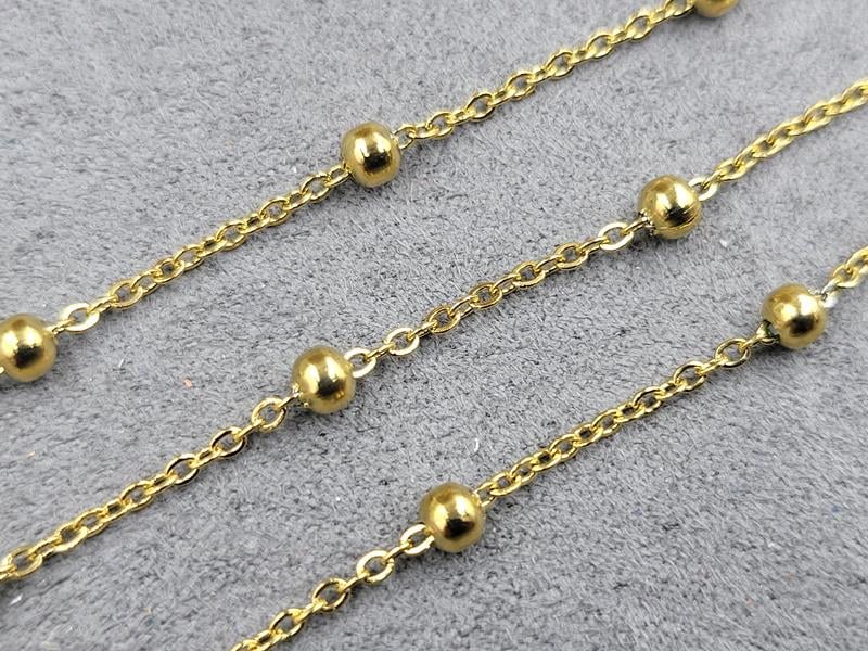 Ланцюг 3,5+1,5 мм 1 метр з нержавіючої сталі колір лимонне золото