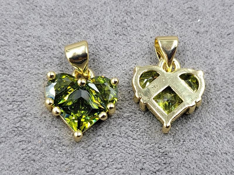 Підвіска серце оливкове 12 мм колір лимонне золото (гіпоалергений сплав)