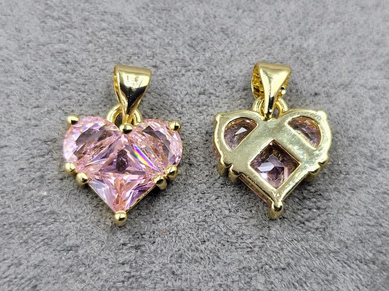 Підвіска серце рожеве 12 мм колір лимонне золото (гіпоалергений сплав)