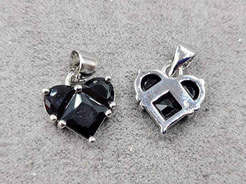 Підвіска серце чорне 12 мм колір сталь (гіпоалергений сплав)