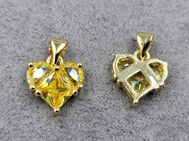 Підвіска серце жовте 12 мм колір лимонне золото (гіпоалергений сплав)