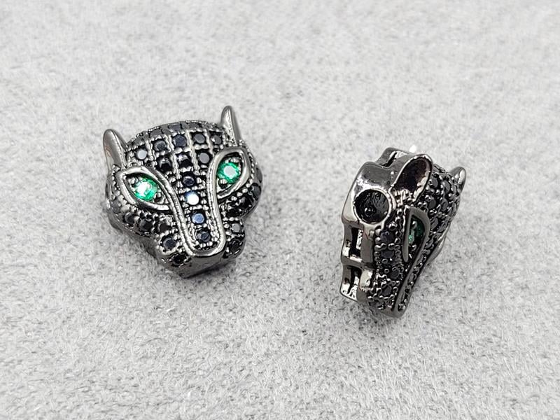 Бусина 11*11 мм колір чорний з чорними стразами (гіпоалергений сплав)