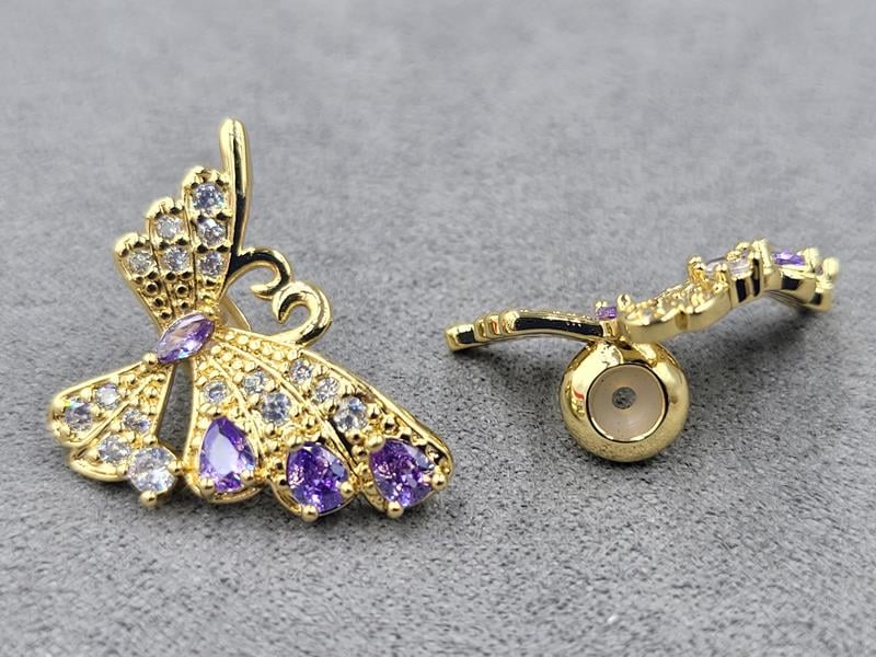 Рондель 7 мм бусина 17*23 мм колір лимонне золото з аметистовими стразами (гіпоалергений сплав)