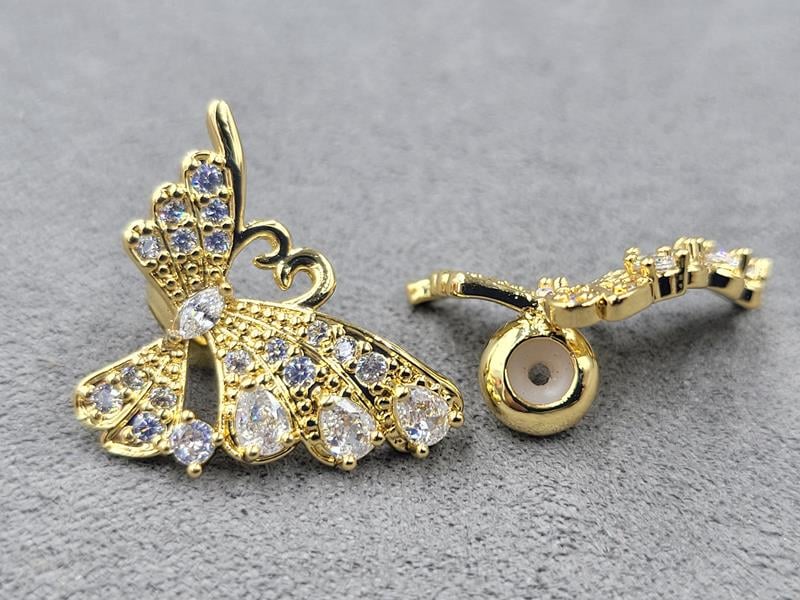 Рондель 7 мм бусина 17*23 мм колір лимонне золото з білими стразами (гіпоалергений сплав)