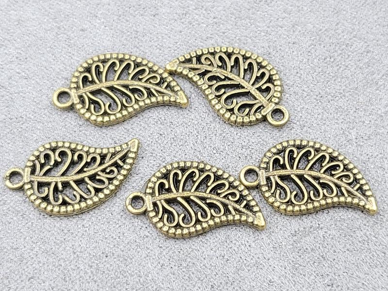Підвіска лист 11*19 мм 30 шт цвет бронза