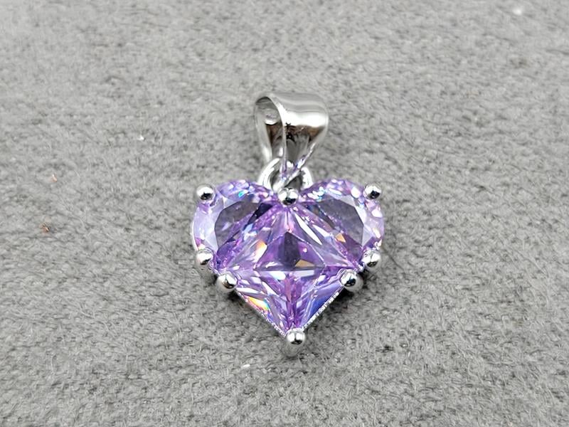 Підвіска серце бузкове 12 мм колір сталь (гіпоалергений сплав)