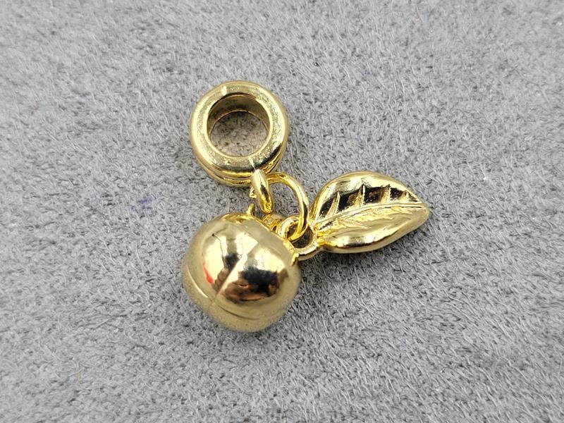 Бейл 5*8 мм з підвіскою *гарбуз* 7*8 мм + *листок* 6*9 мм колір лимонне золото (гіпоалергений сплав)