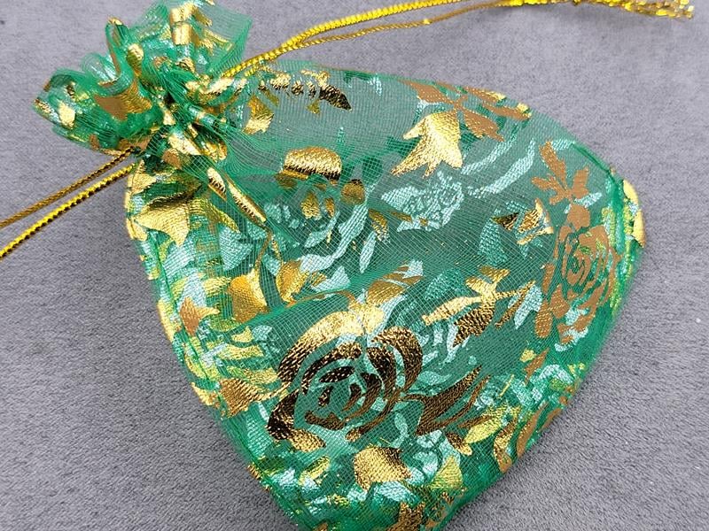 Мішечки з органзи 9*12 см 100 штук зелені