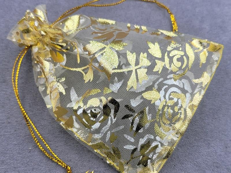 Мішечки з органзи 9*12 см 100 штук золоті
