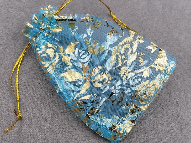 Мішечки з органзи 9*12 см 100 штук блакитні