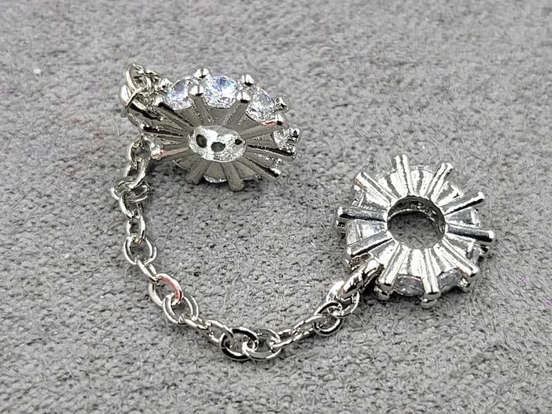 Ронделі 3*10 мм з ланцюжком 4 см колір сталь (гіпоалергений сплав)